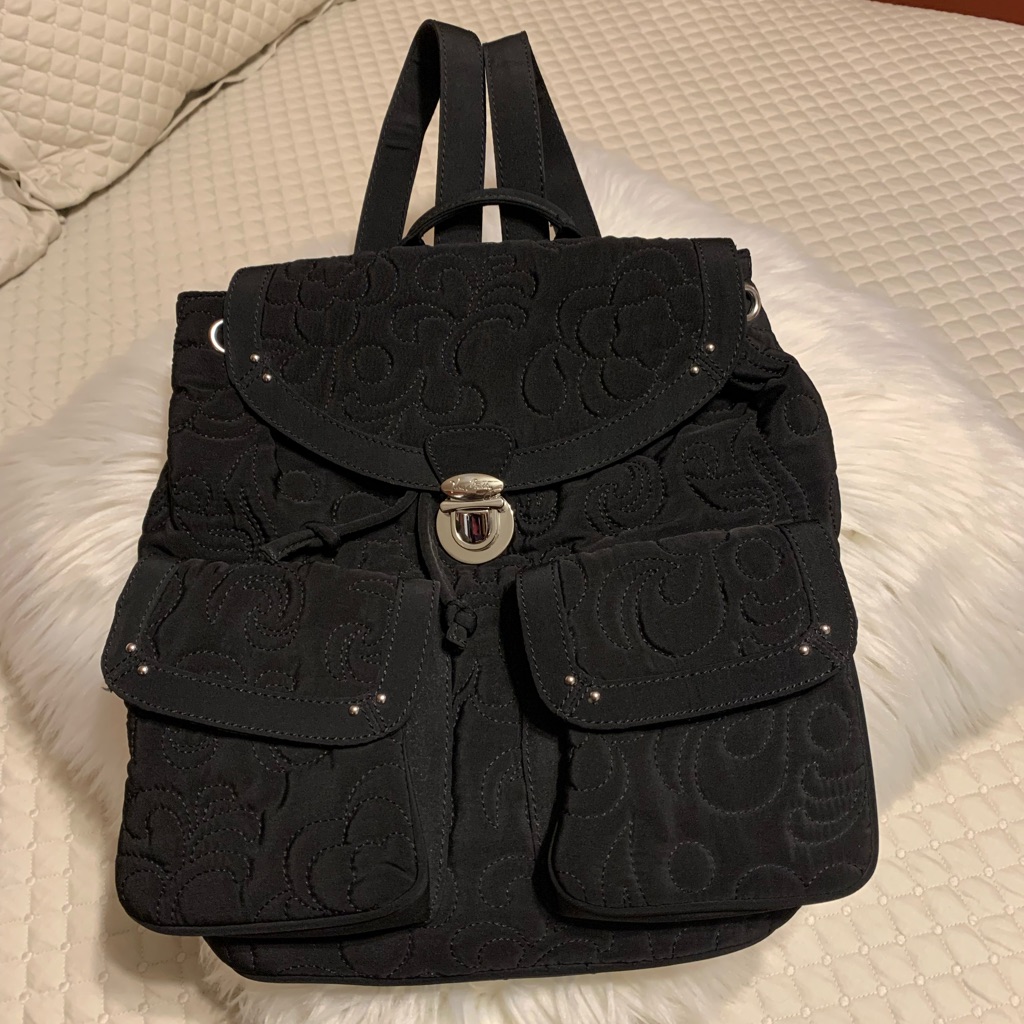 Nwot Vera Bradley Black Quilted Backpack